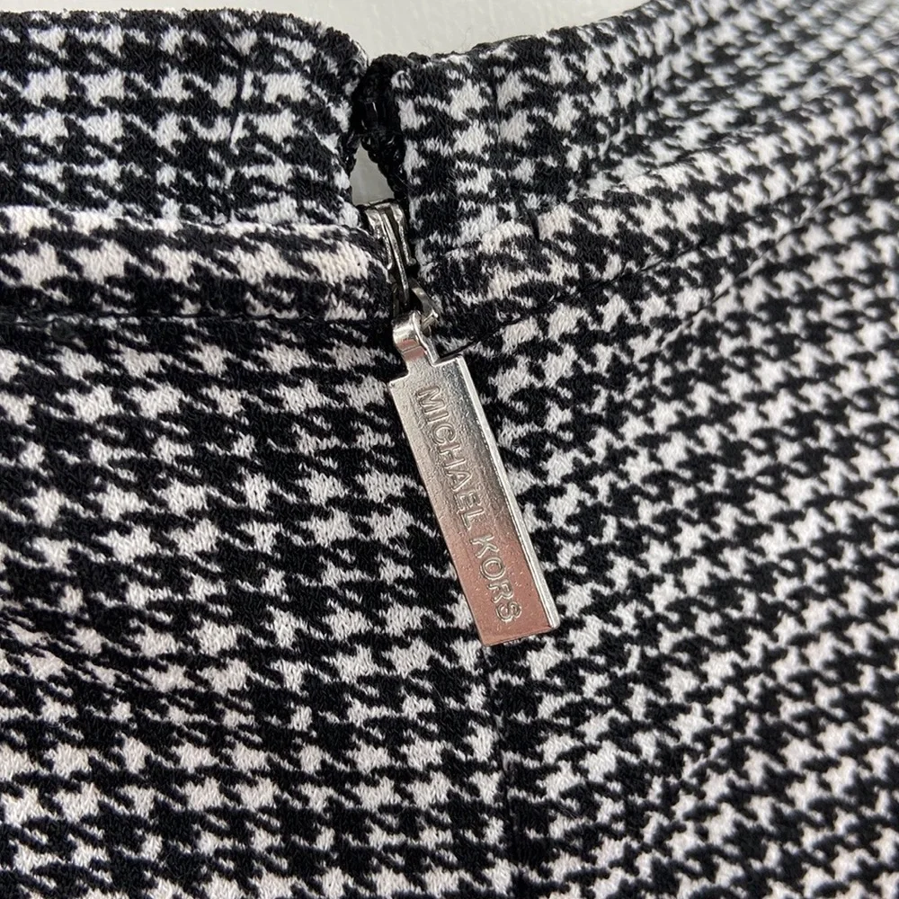 Michael Kors dress size XL black & white peek a boo flounce stretchy zip up - Picture 10 of 14